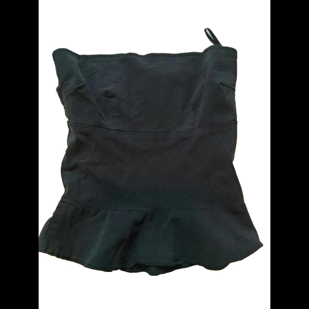 WetSeal Vintage Black Top Juniors Strapless Ruffle Bottom Elastic Zip Shirt S